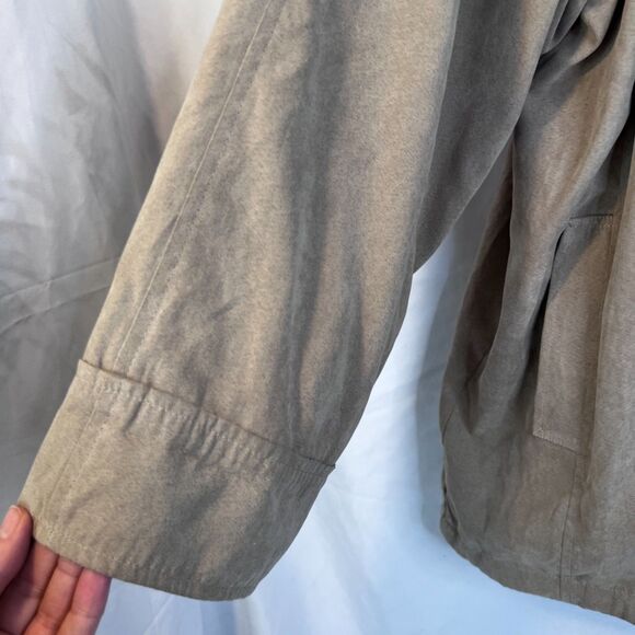 London Fog Hooded Lightweight Suede-Like Zip Up Neutral Jacket Lined Size XL - Picture 7 of 14